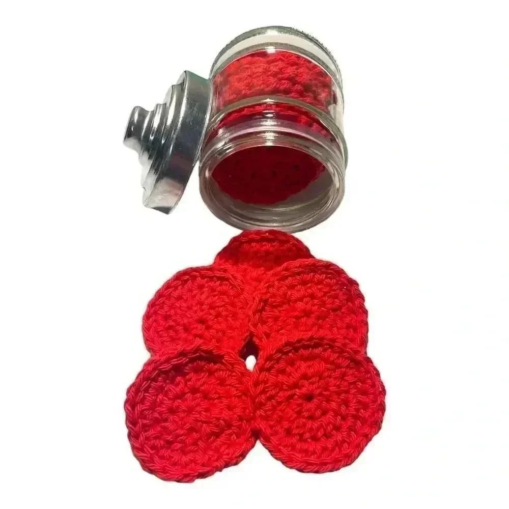 Crocheted Makeup Remover Pads With Reusable Glass Jar (set of 12)